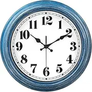 12 Inch Retro Wall Clock Silent Non Ticking Battery Operated Movement Easy to Read Wall Clocks Decorate for Bedroom Living Room Kitchen Office(Blue)