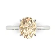2.5 ct Oval Real Morganite Wedding Bridal Promise Designer Ring 14k White Gold