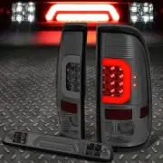 FOR 99-07 FORD SUPER DUTY LED C-BAR TAIL LIGHTS+3D THIRD BRAKE/CARGO LAMP TINTED