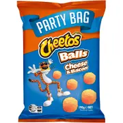 Cheetos Cheese and Bacon Balls Puffs Chips Snacks Pack Party Bag 190g