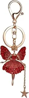 [COLLBATH] Key Chain Small Bag Pendant Mother's Day Present Mobile Phone Pendant Key Pendant Of The Lid Figurines Coasters Bag Ornaments Flower Fairy Pendant Metal Red