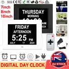7/8/10'' LED Dementia Digital Calendar Clock Alarm Day/Week/Month/Year Extra