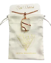 Infinity Loop Tumbled Selenite Pendant Copper Healing Natural Crystal Gemstone