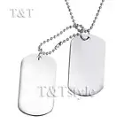 UNIQUE T&T Silver PLAIN Double DOG TAG NEW DT21