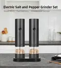 2x Black Rechargeable Electric Salt and Pepper Grinders