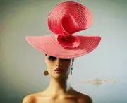 Aimee Fuller Kentucky Derby Easter Del Mar Big Fascinator Hat Coral Hatinator