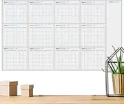 Updated Year Calendar - Wet & Dry Erase Yearly Wall Planner,Reusable Blank Whiteboard Yearly Calendar For -Holidays, To-do List ＆ Notes