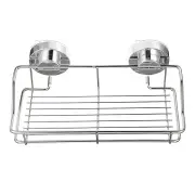 Stainless Steel Shower Storage Suction Cups Caddy Shelf Wall Mounted Bathroom Kitchen Rack