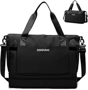 [MaijjLyn] Weekender Bags for Women Travel Duffle Bag with Shoe Compartment Overnight Carry On Duffel Bag Gym Tote Bag with Toiletry Bag, 01Black