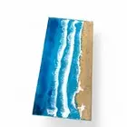 Ocean Wave Rectangle Epoxy Resin Handmade Dining Table Console Bar Office Desk