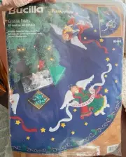 Vintage Bucilla Christmas Tree skirt kit Celestial Angels 83669 Felt Appliqué