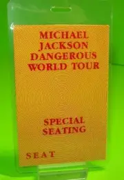 Michael Jackson Backstage Music Pass Original Dangerous Concert World Tour 1992