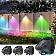 Solar Fence Lights Outdoor Waterproof IP65 Solar Wall Lights Outside Dual Color Led Solar Powered Fence Lights Outdoor for Porch, Pool, Deck, Patio, Stairs, Ch