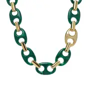 Emporio Armani Gold Plated Brass Reconstituted Malachite Chain