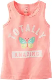 Carter's Girl's "Totally Amazing" Butterfly Peach Tank Top; (24 Months)