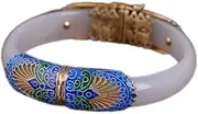 [Generic] Silver Vintage Bracelet Women's Silver Burn Blue Gold Plated Peacock Feather Tail White Chalcone Opening Bracelet