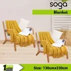 SOGA 2X Soft Warm Knitted Blanket Light Weight Bed Couch Woven Decor Yellow