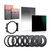 K&F Concept 100m Square ND 1000+150mm GND8 Filter+8 x Filter Adapter Rings Kit