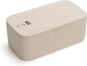 SANIDIKA Lockable Storage Box, Locking Medicine Box, Cell Phone Locked Jail, Food Medical Lockbox, Containers Bin for Personal Refrigerator Home Office Organization Travel Gift,9.25 x 5 x 3.6 (Cream)