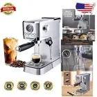 Compact Stainless Steel Espresso Machine with Milk Frother & Pressure Gauge