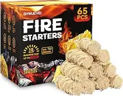 65 pcs Fire Starter - Natural Fire Starters for Fireplace, Pellet Stove & Wood, Fire Pit, Smoker, BBQ, Chimney, Pizza Oven - Fire Starters for Grill, Charcoal Starter