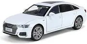 Scale Finished Model Car 1：18 Alloy Die-cast Car Model for Audi A6 Simulation Proportional Sound and Light Toy Car Miniature Replica Car (Size : White)