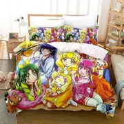 v340 Bed Sheets New Anime Kawaii Grils Smile PreCure! Bedding Set Single Twin Full Queen King Size Bed Set Adult Kid Bedroom Duvet cover Sets 3-Piece