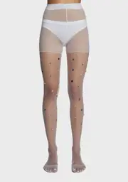Miss Bedazzled Sheer Tights - White