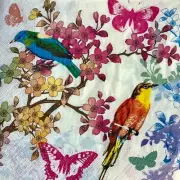 4 Paper Napkins for Decoupage / Parties - Birds and blossoms