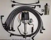 small cap PLYMOUTH 59-72 383 400 BLACK HEI Distributor + Plug Wires +Chrome Coil