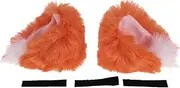 X AUTOHAUX Motorcycle Helmet Accessories Decoration Gradient Cat Ears for Motorcycle Bicycle Skiing Helmets Orange White Plush Sticker 1 Set