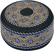 [NICEYEA] Male Muslim Prayer Hat with Embroidery Kufi Round Embroidery Ramadan Cap Turkey Skull Cap Prayer Namaz Beanie Turkish Arabic Islamic Hijab Islam Man Embroidery Hat