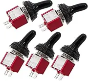 MUCKLILY Mini Small Toggle Switch with Waterproof Cover Red On/Off Switch Caps for Protection and Durability