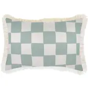 Cushion Cover-Coastal Fringe-Check Seafoam-35cm x 50cm