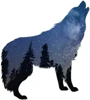 Howling Wolf Night Iron On Transfer-T-Shirt + Other Light & Dark Fabrics #1