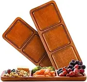 Charcuterie Boards, Acacia Grid Food Platters, Sturdy Wooden Serving Tray with Dividers, Beautiful Food Platter for Birthday, Wedding, Christmas and Graduation