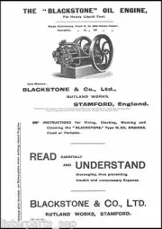 Blackstone Stationary Engines - Type W Instructions & Maintenance Book
