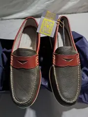 Men’s Sperry Top-Siders Gold Cup Penny Loafers Grey/Burgundy 13M