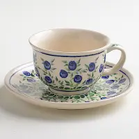 在飛比找Yahoo奇摩購物中心優惠-波蘭陶 粉紫浪漫系列 花茶杯盤組 220 ml 波蘭手工製