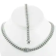 8mm Miami Cuban Link Bracelet 7'' ANTI-TARNISH Stainless Steel Chain 20''