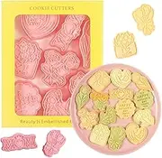 8PCS Mom Cookie Cutters with Plunger Stamps Set, Flower MOM Rose Cookie Plunger Stamps DIY Press Molds Mother's Day Party Baking Supplies Clay Biscuit Molds