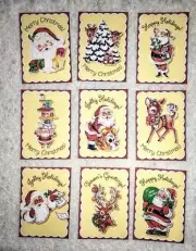 Set of 9 Cards~Vintage Merry Christmas~Greeting Card Toppers and Crafts ~#141N