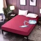 Waterproof Mattress Protector Red Fitted Sheet Single Double Queen King Size Bed