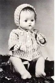 VINTAGE BABY DOLL SET 16" doll - 3ply - COPY doll knitting pattern