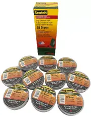 10 Rolls Scotch 3m Green Electrical Tape 35 Vinyl Color Coding isolation 3/4"x66