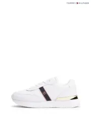 Tommy Hilfiger White Monogram Mesh Panel Cleat Trainers (H52617) | $300