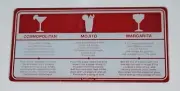 Various Cocktails Glass Bar Mat/Cover Cosmopolitan Mojito & Margarita NWOB