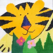 Needlepoint Hand Painted Jean Smith Tiger Canvas Brand New 8" by 8"