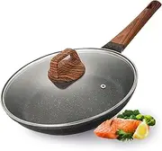 [oolong] Nonstick Frying Pan Skillet with Lid,Long Handle,11 Inch Saute Pan,Non Stick Wok Pan with Lid,Kitchen Cooking Pans Compatible with All Stovetops,PFOA Free