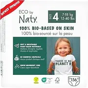 [Eco by Naty] Premium Disposable Baby Diapers for Sensitive Skin, Size 4, 6 Pack of 26 (156 Diapers) (Chemical, dioxin, fragrance free)